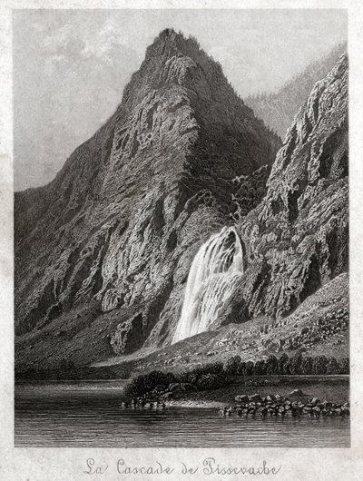 Cascade de Pissevache. (gravure, vers 1830) - German School