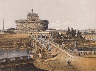 Château Saint-Ange, Rome (lithographie couleur) - German School