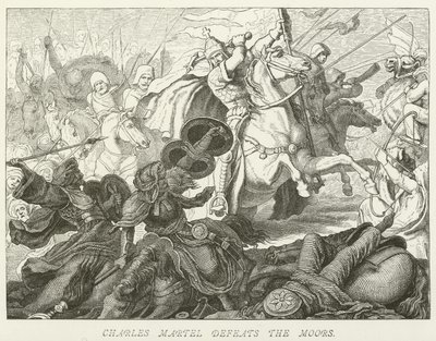 Charles Martel défait les Maures - German School