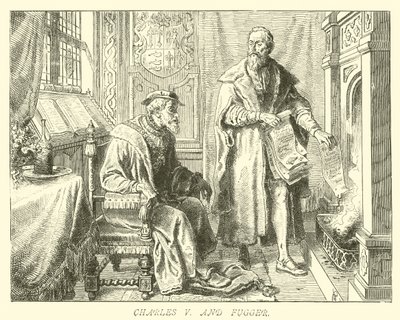 Charles V et Fugger - German School