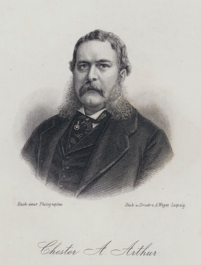 Chester A Arthur, homme politique américain et 21e président des États-Unis (gravure) - German School