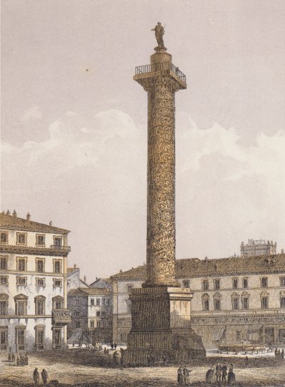 Colonne de Marc Aurèle, Rome (lithographie couleur) - German School