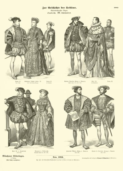 Costume de la royauté et de la noblesse française, XVIe siècle - German School