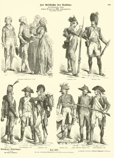 Costumes et uniformes militaires de la France républicaine, années 1790 - German School