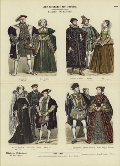 Costumes de la royauté et de la noblesse anglaises et écossaises, 16ème siècle - German School