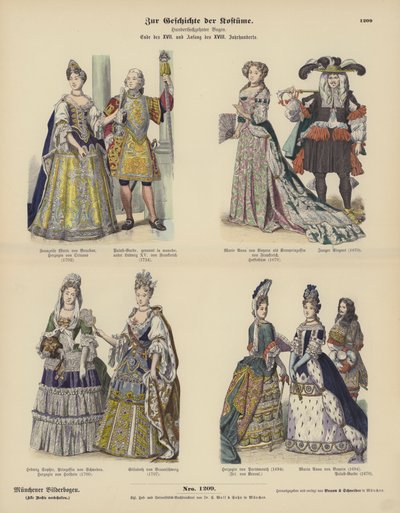 Costumes de la royauté et de la noblesse, fin XVIIe et début XVIIIe siècle - German School