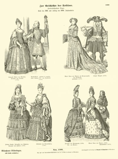 Costumes de la royauté et de la noblesse, fin 17e et début 18e siècle - German School
