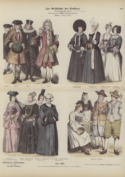 Costumes du canton suisse de Zurich, début du XVIIIe siècle - German School