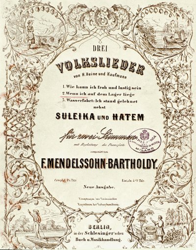 Couverture de la partition pour Drei Volkslieder par Felix Mendelssohn - German School