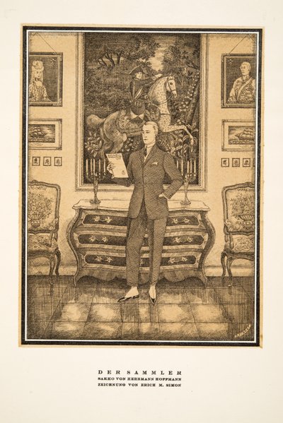 Der Sammler, publicité pour la mode masculine par Hermann Hoffmann, tirée de Styl, publié en 1922 (impression sur pochoir). - German School