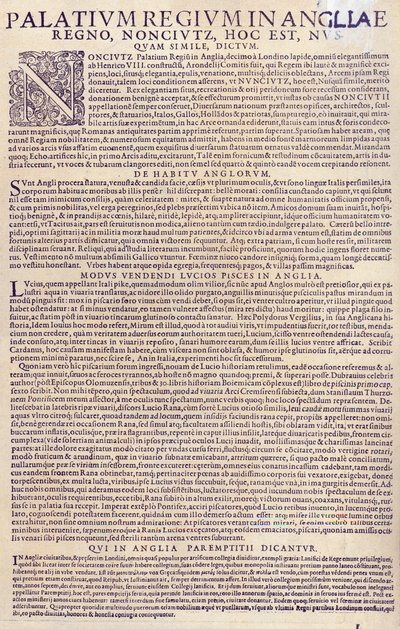 Description du palais de Nonesuch, les Anglais, leur apparence et leurs coutumes, manière de vendre du poisson en Angleterre et description du système d