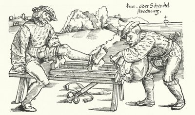 Dispositif pour redresser une jambe blessée - German School