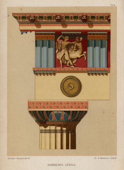 Entablement dorique, architecture grecque antique - German School