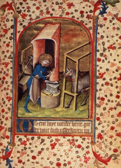 Saint Éloi (588-660) ferrant un cheval, de 