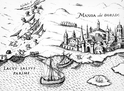 Eldorado, illustration du Regni Guianae, par G. Raleigh, 1594-96 - German School
