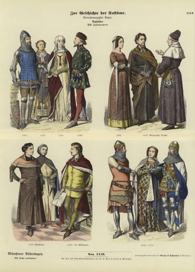 Costumes anglais, 14ème siècle - German School