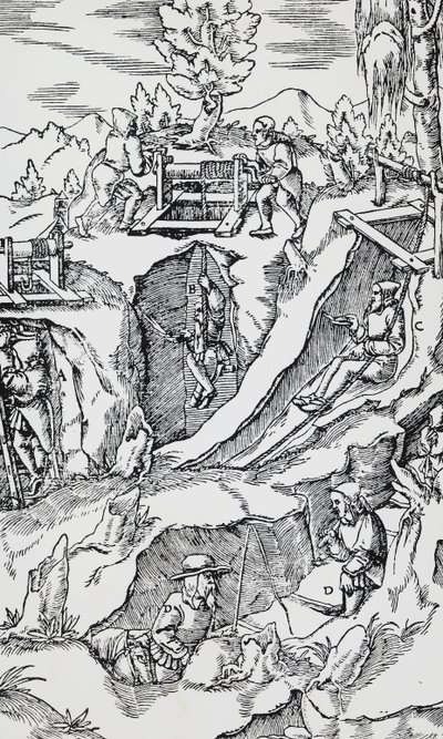 Gravure de De re metallica - German School