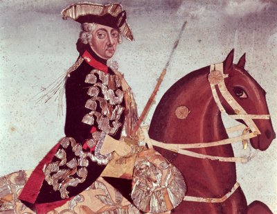 Portrait équestre du roi Frédéric le Grand de Prusse (1712-86) - German School