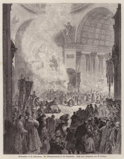Service du soir à la cathédrale de Kazan, Saint-Pétersbourg, Russie, à Noël - German School
