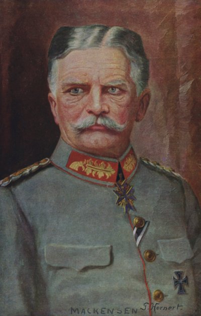 Maréchal August von Mackensen, commandant militaire allemand de la Première Guerre mondiale (lithographie couleur) - German School