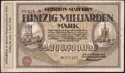 Billet de cinquante milliards de marks, 1923 - German School