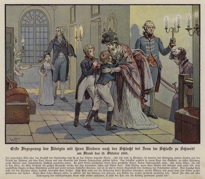 Première rencontre entre la reine Louise de Prusse et ses enfants après la bataille de Iéna, au château de Schwedt - German School