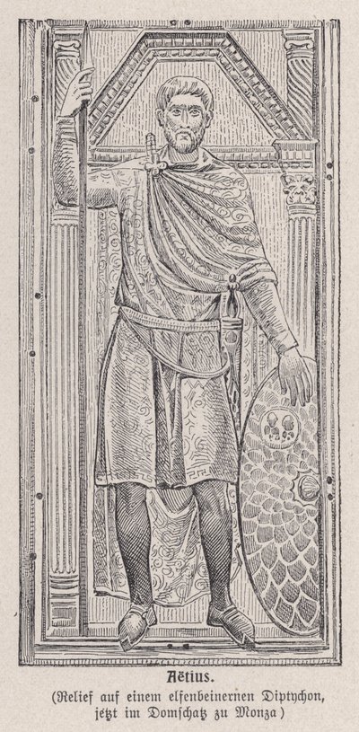 Flavius Aetius, général romain (gravure) - German School