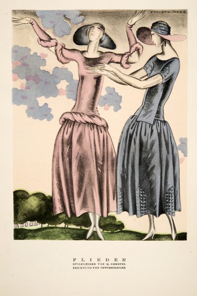 "Flieder", publicité pour les vêtements de M. Gerstel, tirée de Styl, publié en 1922 (impression sur pochoir). - German School