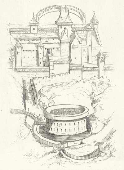 Fortifications de Carcassonne, France (gravure) - German School