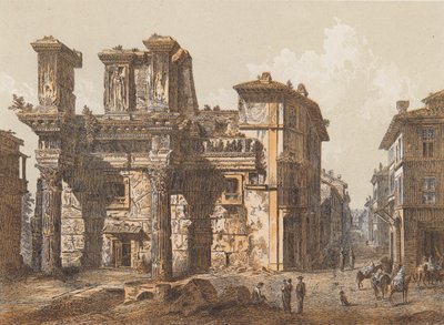 Forum de Nerva, Rome (lithographie couleur) - German School