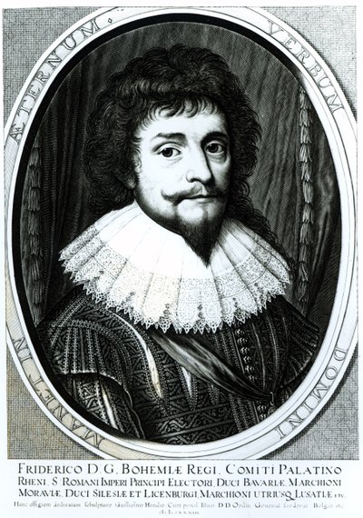 Frédéric V (1596-1632), Roi de Bohême, Électeur Palatin du Rhin, gravé par Willem Hondius, 1633 - German School