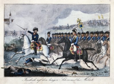 Frédéric sur son cheval blanc près de Molwitz - German School