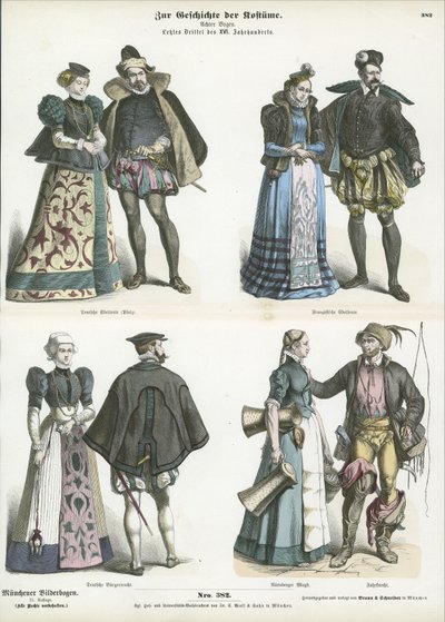 Costumes français et allemands, fin 16ème siècle - German School