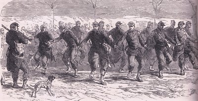 Soldats français dansant dans le camp, Histoire de la guerre entre la France et l