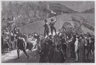 Soldats français blessés lors de la dernière tentative infructueuse de sortir du siège de Paris arrivant au Quai de la Mégisserie, Guerre franco-prussienne, janvier 1871 - German School