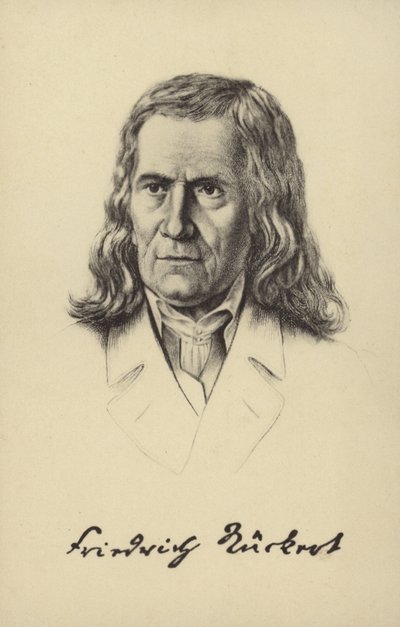 Friedrich Rueckert (1788-1866), poète, traducteur et professeur de langues orientales allemand (litho) - German School