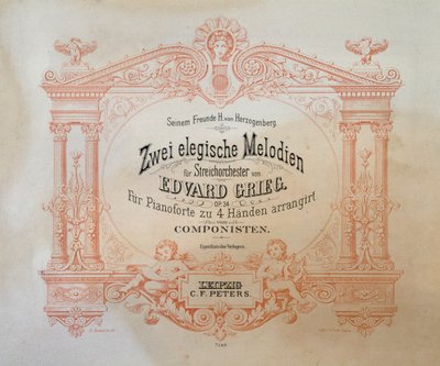 Frontispice de Zwei elegische melodien par Edward Hagerup Grieg (1843-1907). - German School