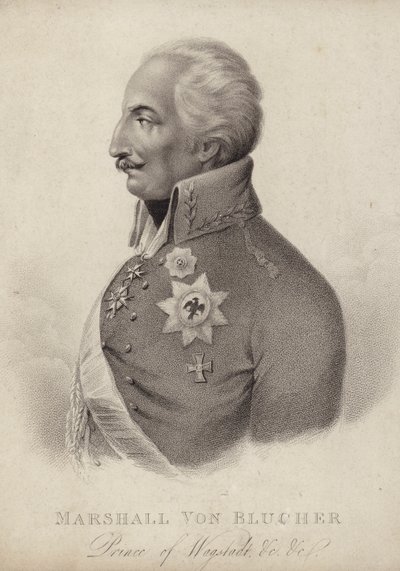 Gebhard von Blücher, maréchal prussien (gravure) - German School