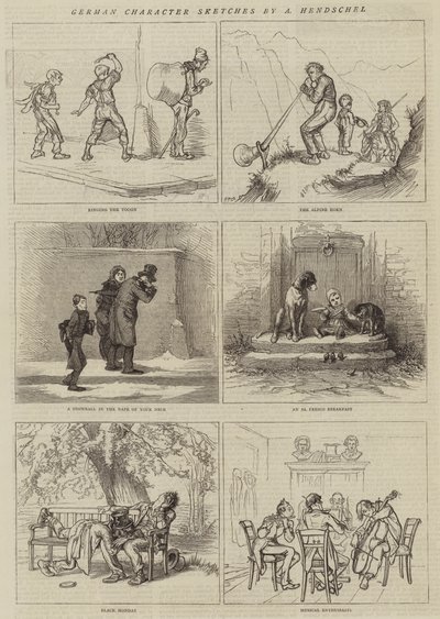 Esquisses de caractères allemands (gravure) - German School