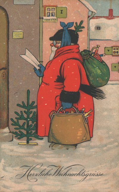 Carte de Noël allemande (lithographie en couleur) - German School