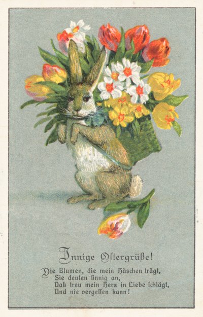 Carte de Pâques allemande (lithographie couleur) - German School