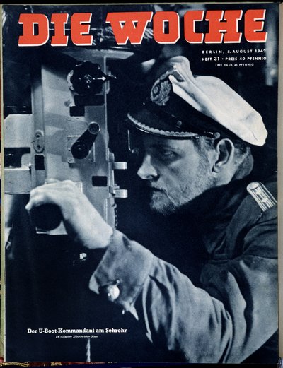 Marine allemande, commandant de sous-marin en observation périscopique, couverture "Die Woche", 5/8/1942 - German School
