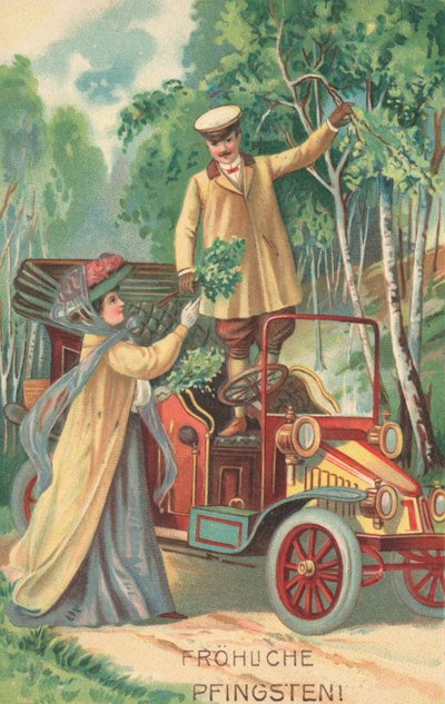 Carte de la Pentecôte allemande (lithographie en couleur) - German School
