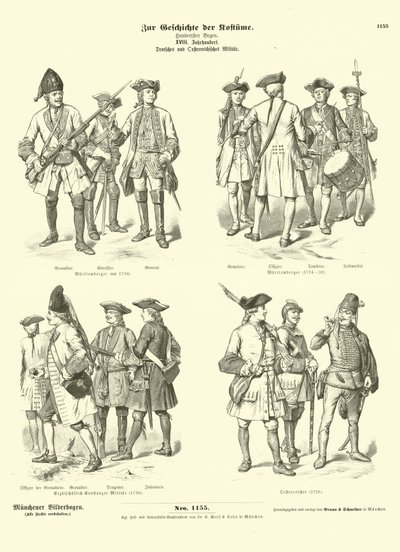 Uniformes militaires allemands et autrichiens, XVIIIe siècle - German School