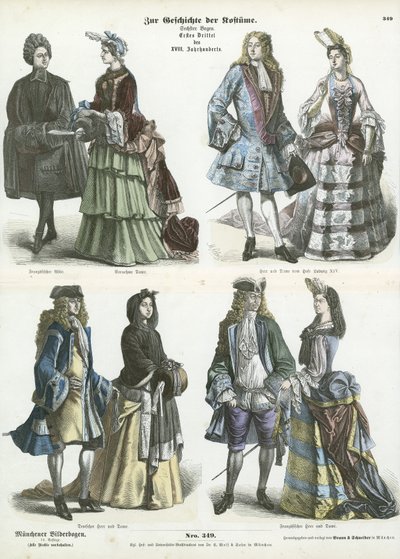 Costumes allemands et français, début 18ème siècle - German School