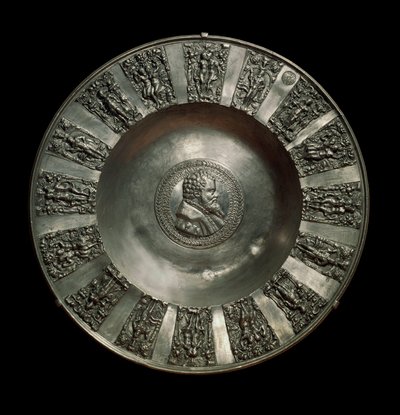 Art allemand : plat saxon en étain vers 1560 - German School