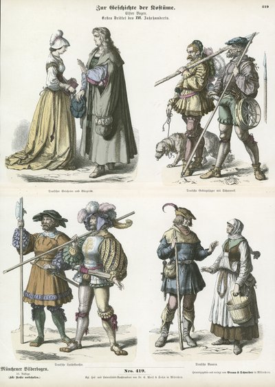 Costumes allemands, début 16ème siècle - German School