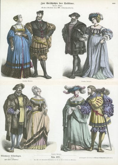 Costumes allemands, début 16ème siècle - German School