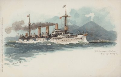 Croiseur allemand Gefion dans la baie de Naples, Italie - German School