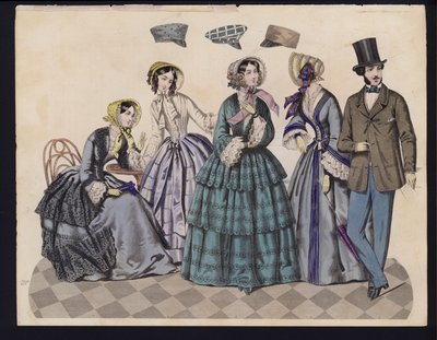 Planche de mode allemande, milieu du XIXe siècle - German School